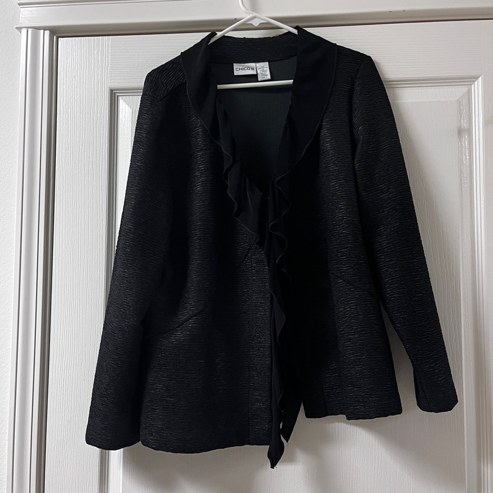 Chico's Black Ruffled Blazer